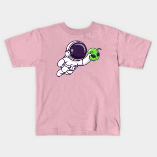 Cute Astronaut Floating With Head Alien Cartoon Kids T-Shirt